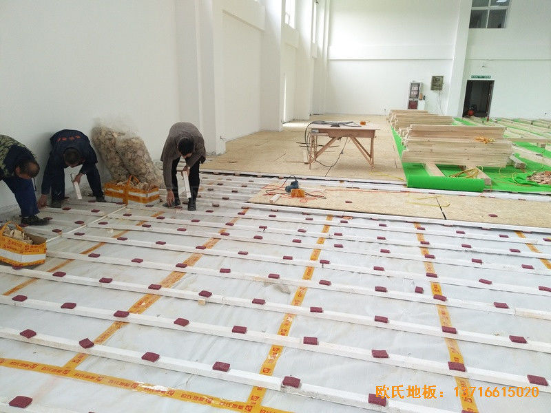 南京浦口黨?；@球館體育地板施工案例1